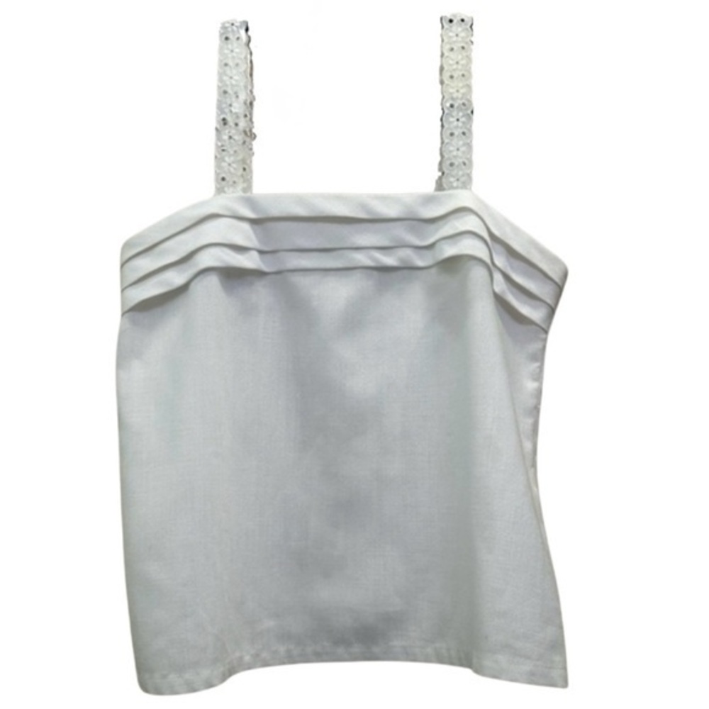 Vintage Snazzie White Pleated Top – Size 10
